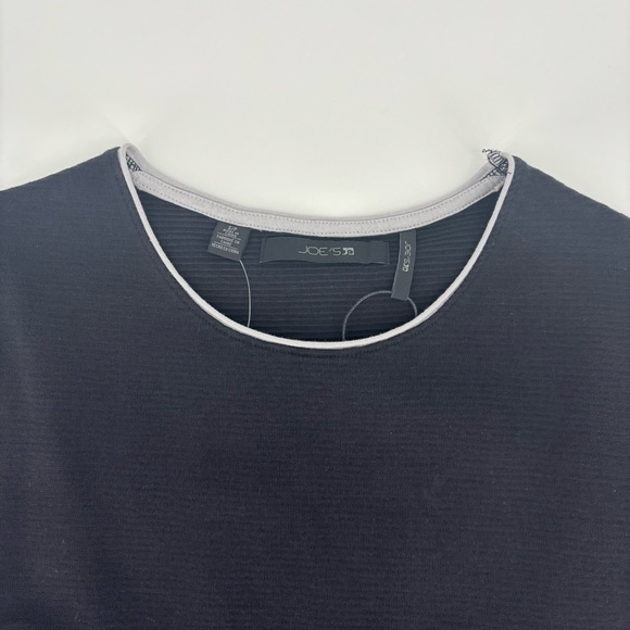 Joe's Jeans NWT Black and Grey Horizontal Ribbed Cotton Short Sleeve Tee, Small - Picture 5 of 16